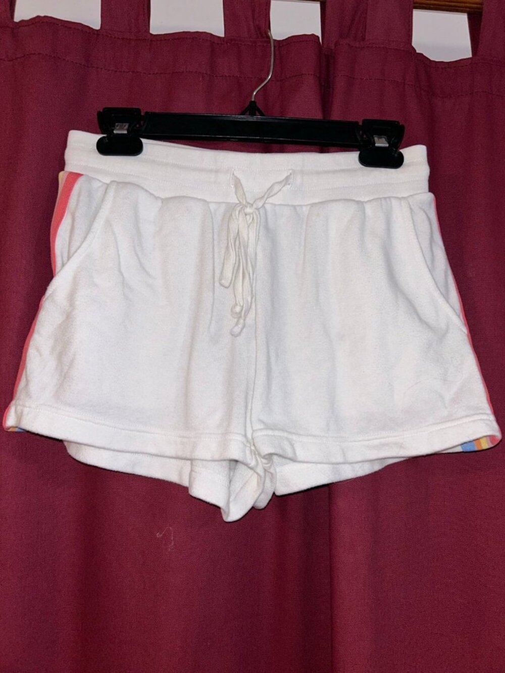 American Eagle white striped sweat shorts size small